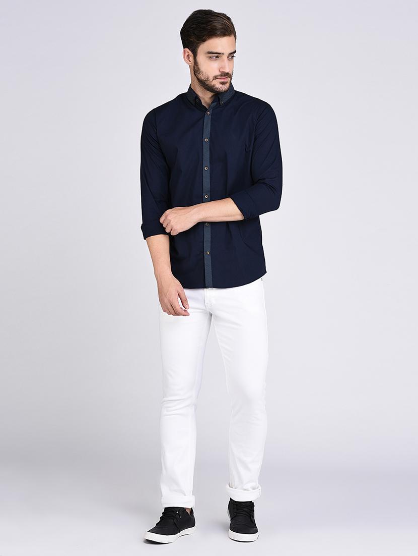 navy blue cotton casual shirt - 15614737 - Zoom Image - 4