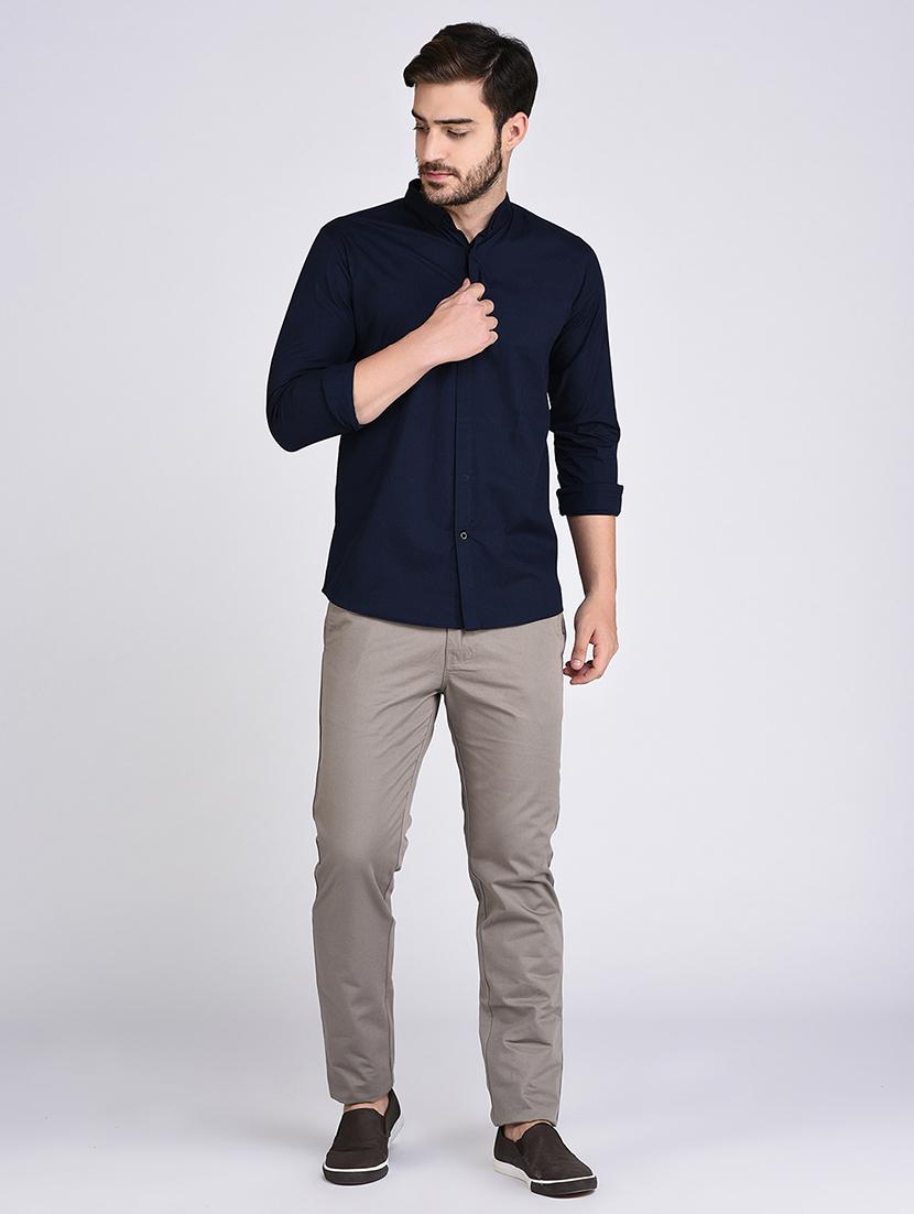 navy blue cotton casual shirt - 15614739 - Zoom Image - 4