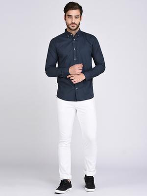 navy blue cotton casual shirt - 15614740 - Standard Image - 4