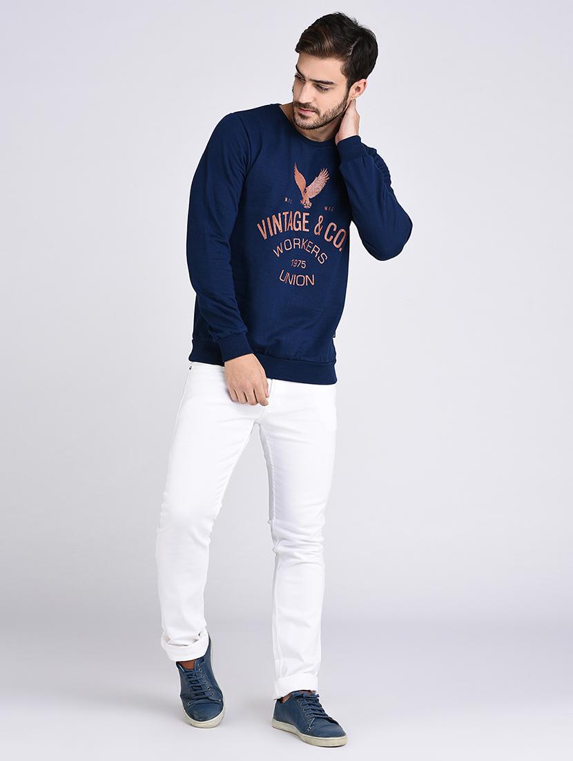 blue fleece chest print sweatshirt - 15614764 - Zoom Image - 4