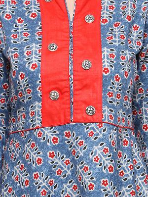 A-line printed piping kurta - 15614834 - Standard Image - 4