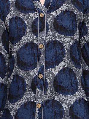 Indigo a-line bell sleeves kurta - 15614839 - Standard Image - 4