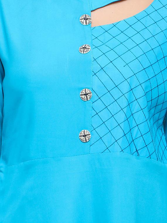 sky blue asymmetric kurta - 15614870 - Zoom Image - 4
