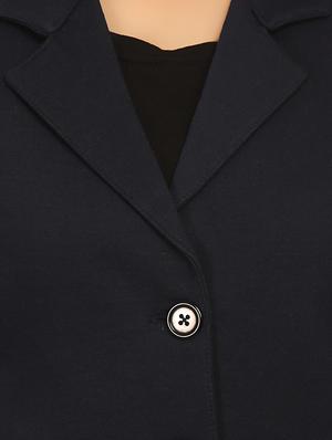 navy lapel neck solid blazer - 15614984 - Standard Image - 4