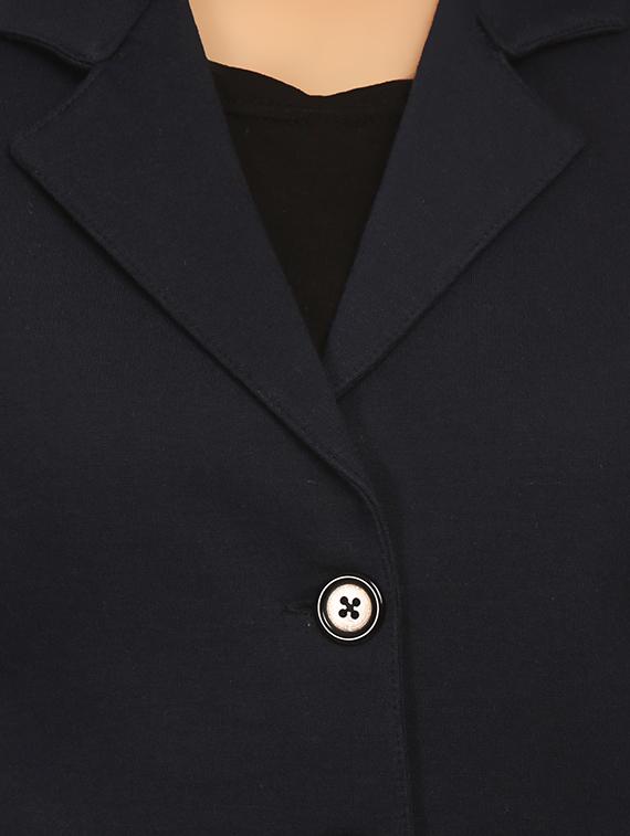 navy lapel neck solid blazer - 15614984 - Zoom Image - 4