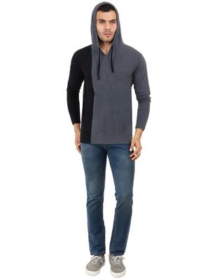 grey cotton color block tshirt - 15615273 - Standard Image - 4
