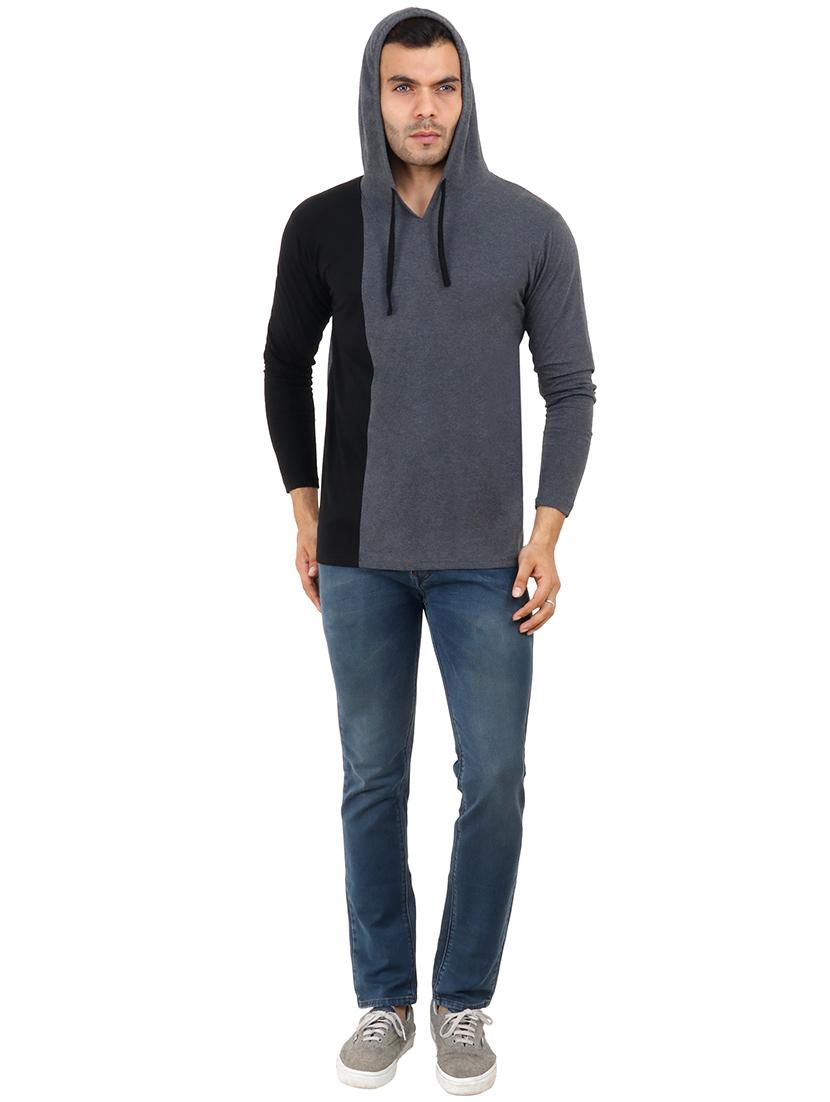 grey cotton color block tshirt - 15615273 - Zoom Image - 4