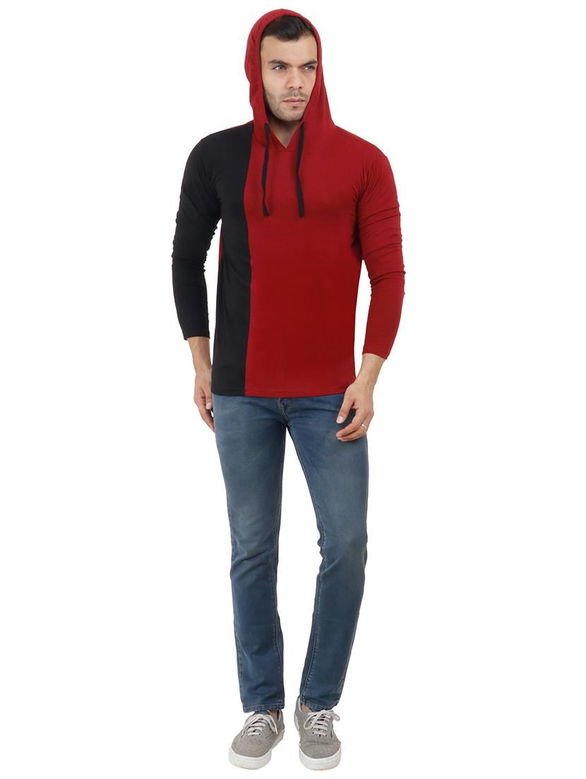 maroon cotton color block tshirt - 15615274 - Zoom Image - 4