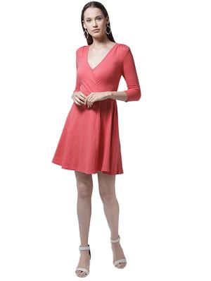 self tie waist front overlap dress - 15615405 - Standard Image - 4