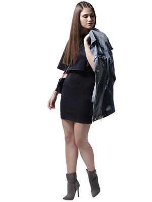 round neck overlay bodycon dress - 15615407 - Standard Image - 4