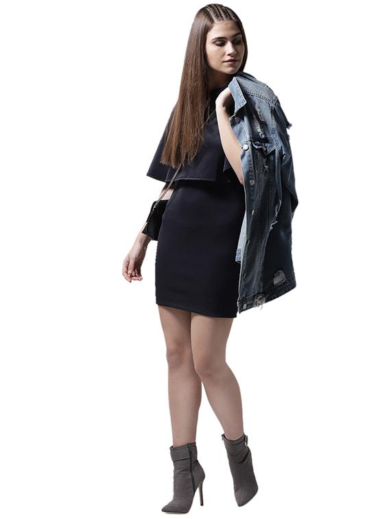 round neck overlay bodycon dress - 15615407 - Zoom Image - 4