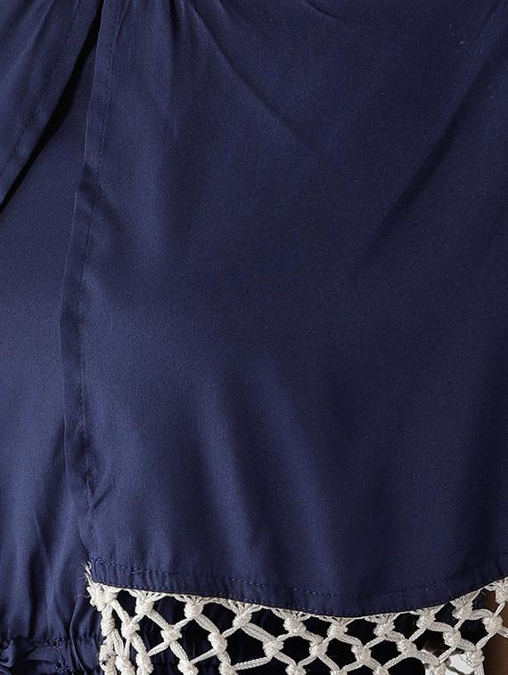 drawstring waist fringed hem overlay jumpsuit - 15615423 - Zoom Image - 4