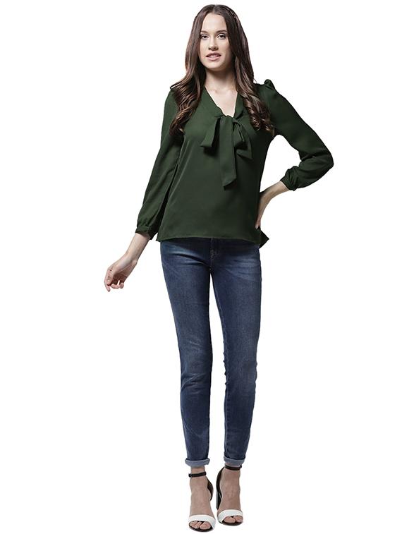 gather detail tie up neck top - 15615429 - Zoom Image - 4