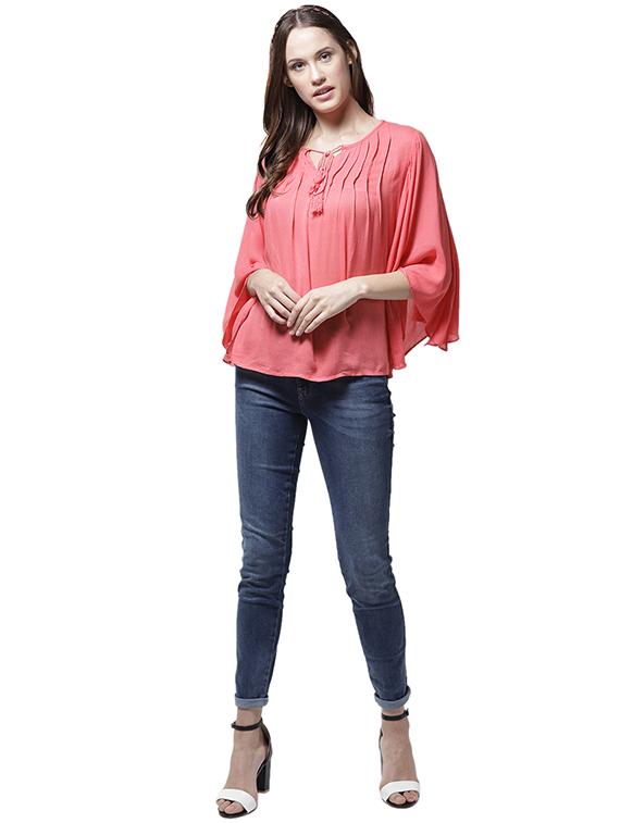 lace yoke pintuck detail top - 15615437 - Zoom Image - 4