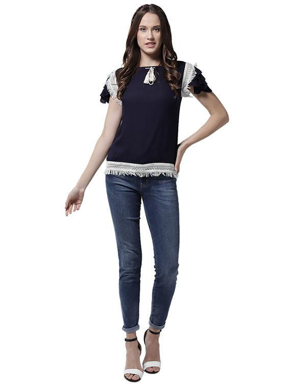 fringed lace detail top - 15615449 - Zoom Image - 4
