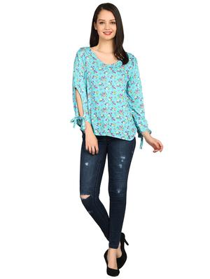 side tie up sleeved ditsy floral top - 15615541 - Standard Image - 4