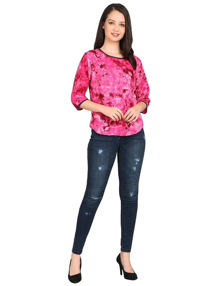 piping detail tie and dye top - 15615543 - Zoom Image - 4
