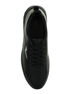 black leatherette lace up sneakers - 15615567 - Standard Image - 4