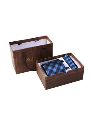 blue micro fiber tie with cufflink and pocket square - 15615751 - Standard Image - 4