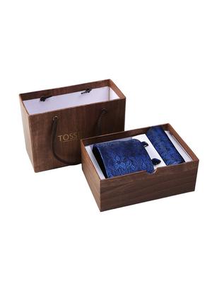 blue micro fiber tie with pocket square and cufflink - 15615754 - Standard Image - 4