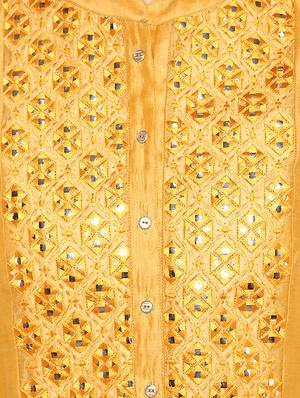 Mirror work kurta with foil printed palazzo set - 15616095 - Standard Image - 4