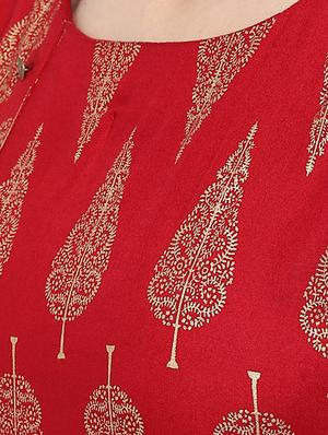 Foil printed detail kurta with gota patti palazzo set - 15616101 - Standard Image - 4