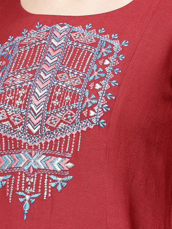 Embroidered a-line kurta - 15616114 - Zoom Image - 4