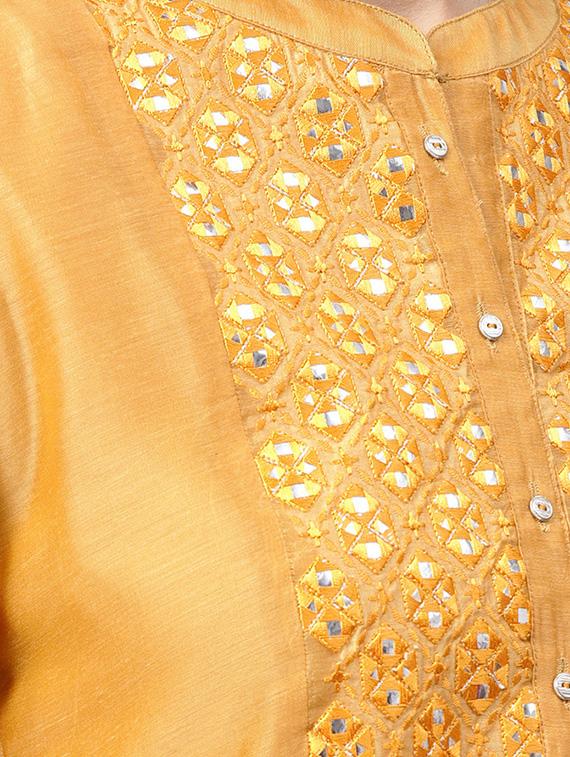 Mirror work silk a-line kurta - 15616117 - Zoom Image - 4