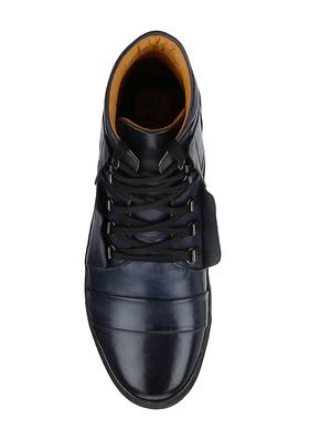 navy Leather lace up sneakers - 15616501 - Standard Image - 4