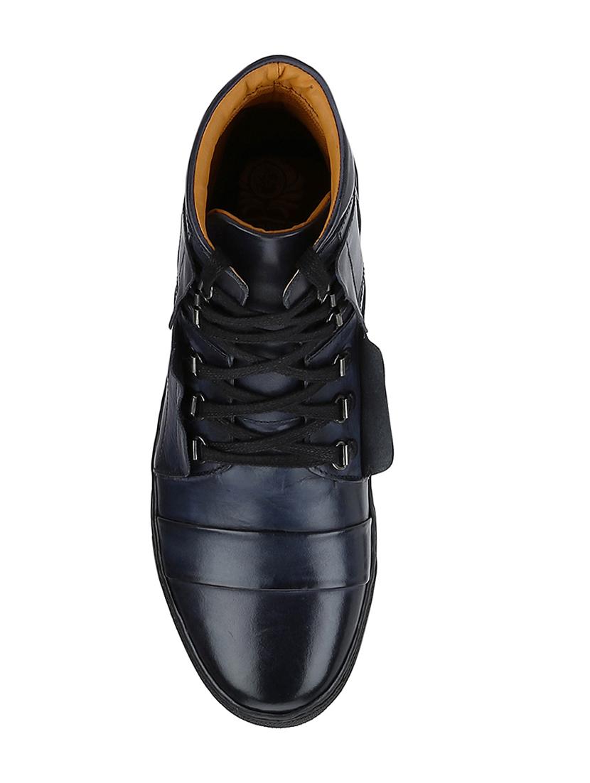 navy Leather lace up sneakers - 15616501 - Zoom Image - 4
