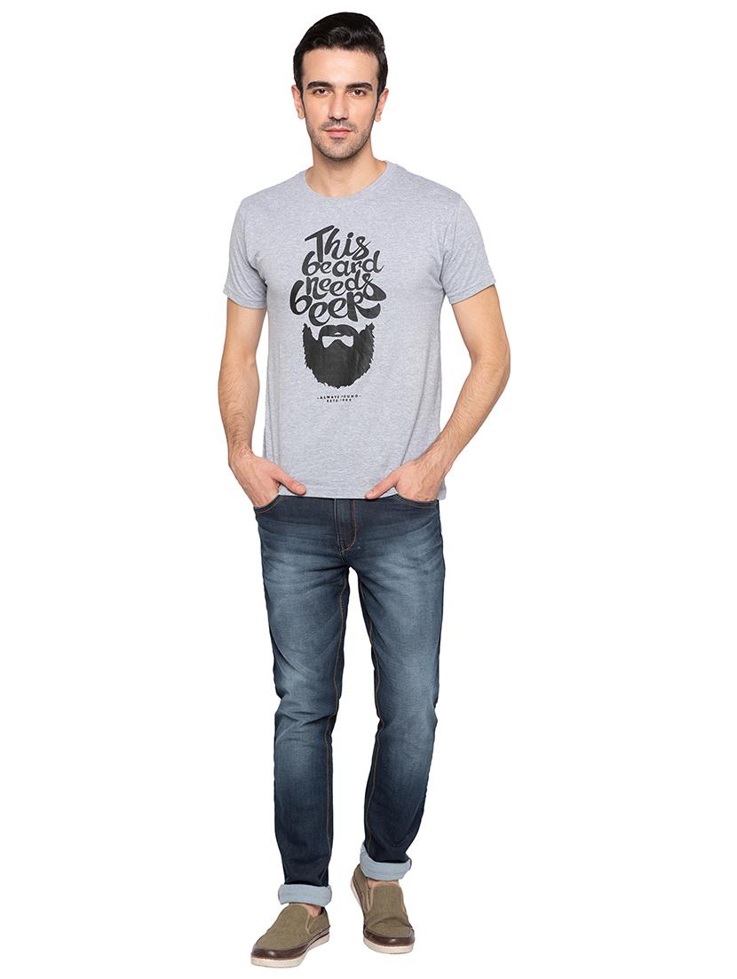 grey cotton chest print tshirt - 15616813 - Zoom Image - 4
