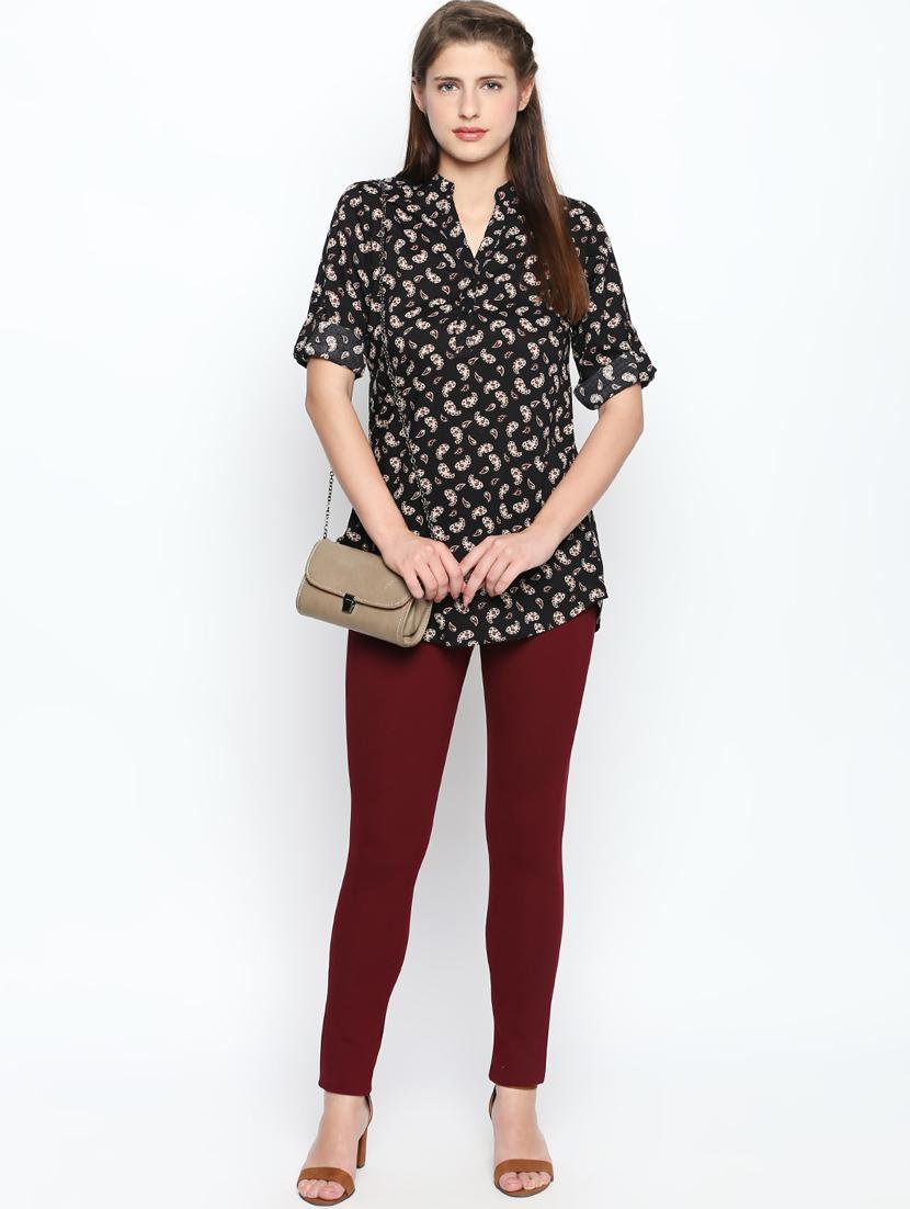 maroon solid high rise jegging - 15616871 - Zoom Image - 4