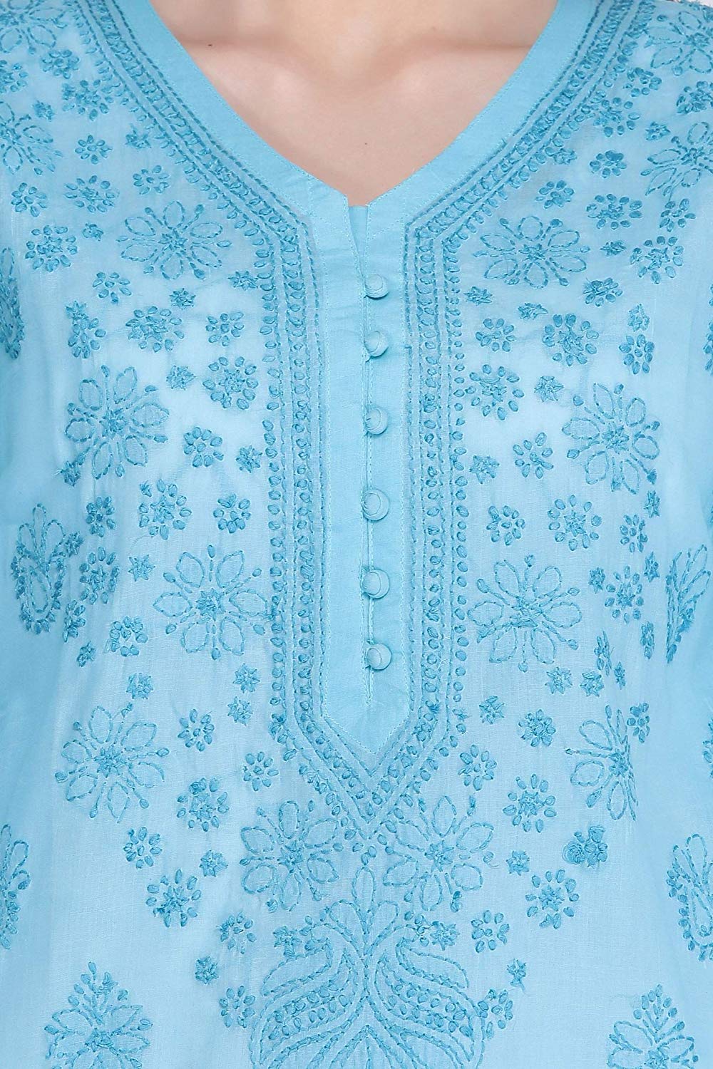 Chikankari straight kurta - 15620248 - Zoom Image - 4
