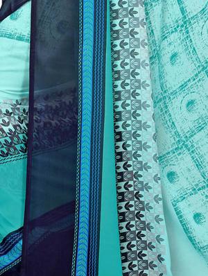 Contrast bordered geometrical saree with blouse - 15620320 - Standard Image - 4