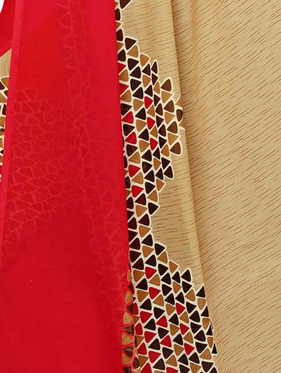 Contrast bordered geometrical saree with blouse - 15620322 - Zoom Image - 4