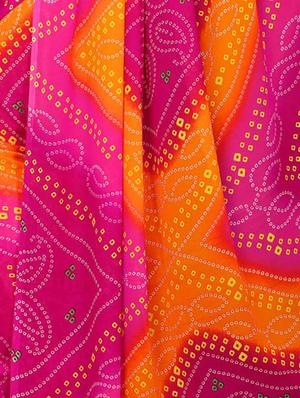 Bandhani printed saree with blouse - 15620323 - Standard Image - 4