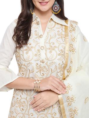 Embroidered unstitched churidaar suit - 15620815 - Standard Image - 4