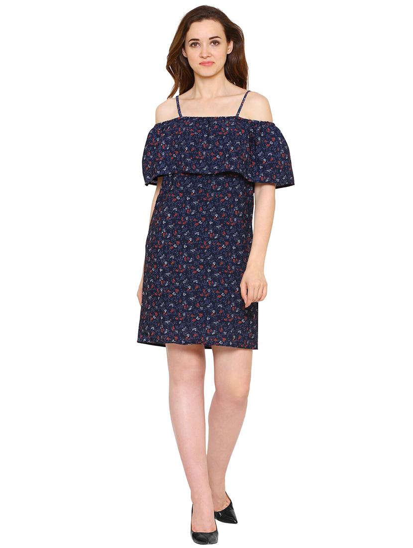 overlay ditsy floral a-line dress - 15620827 - Zoom Image - 4