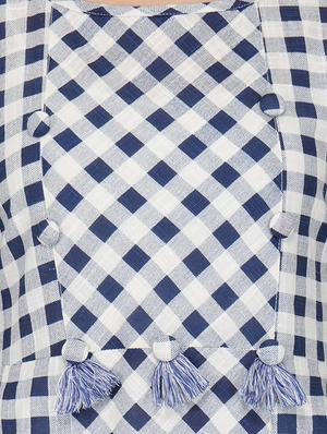 Checkered a-line kurta with tassels - 15620848 - Standard Image - 4