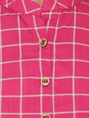 Checkered high-low kurta - 15620851 - Standard Image - 4