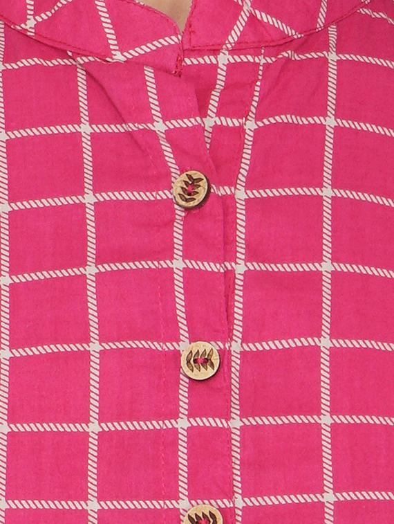 Checkered high-low kurta - 15620851 - Zoom Image - 4