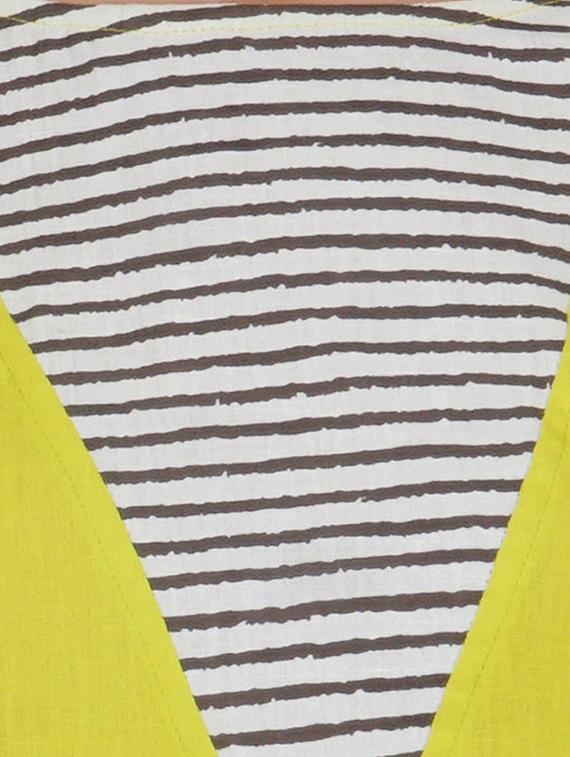 Lemon a-line stripes yoke kurta - 15620858 - Zoom Image - 4
