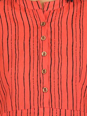 Stripes hem attach a-line kurta - 15620860 - Standard Image - 4