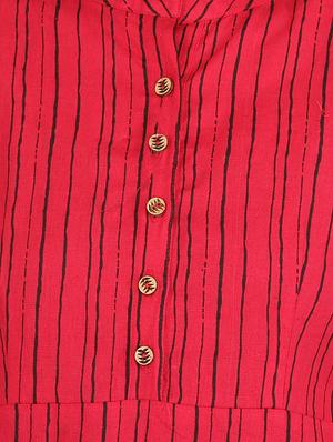 Stripes hem attach a-line kurta - 15620861 - Standard Image - 4