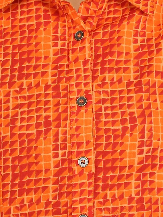 button detail gathered waist dress - 15620868 - Zoom Image - 4