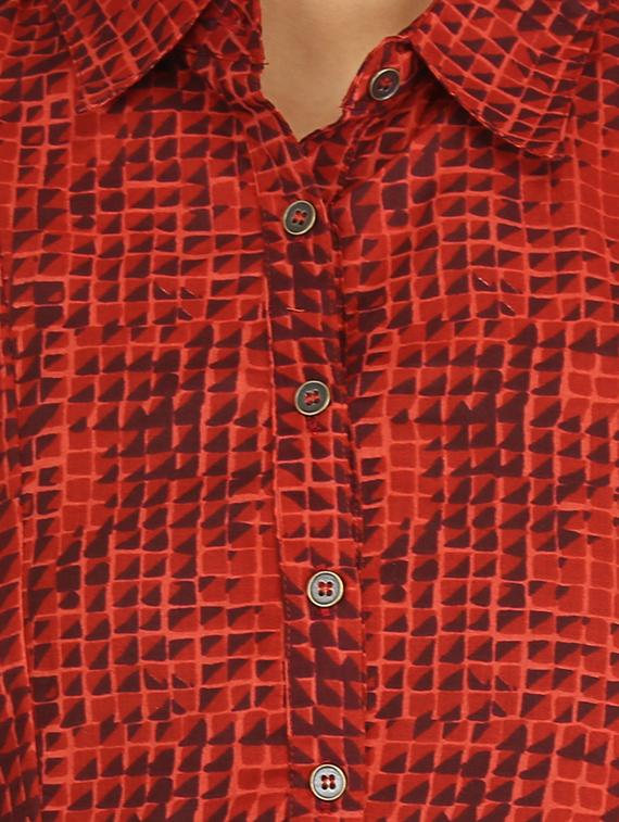 button detail gathered waist dress - 15620869 - Zoom Image - 4