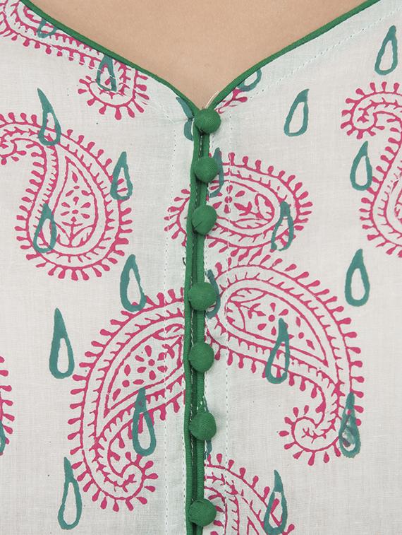 A-line block print kurta - 15621077 - Zoom Image - 4