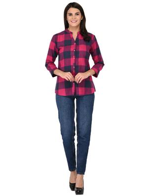 mandarin neck checkered shirt - 15621199 - Standard Image - 4
