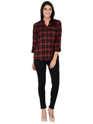 mandarin neck checkered shirt - 15621201 - Standard Image - 4
