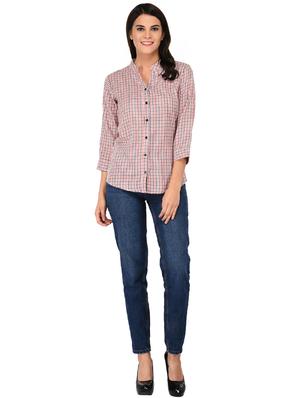 mandarin neck shepherd checks shirt - 15621203 - Standard Image - 4